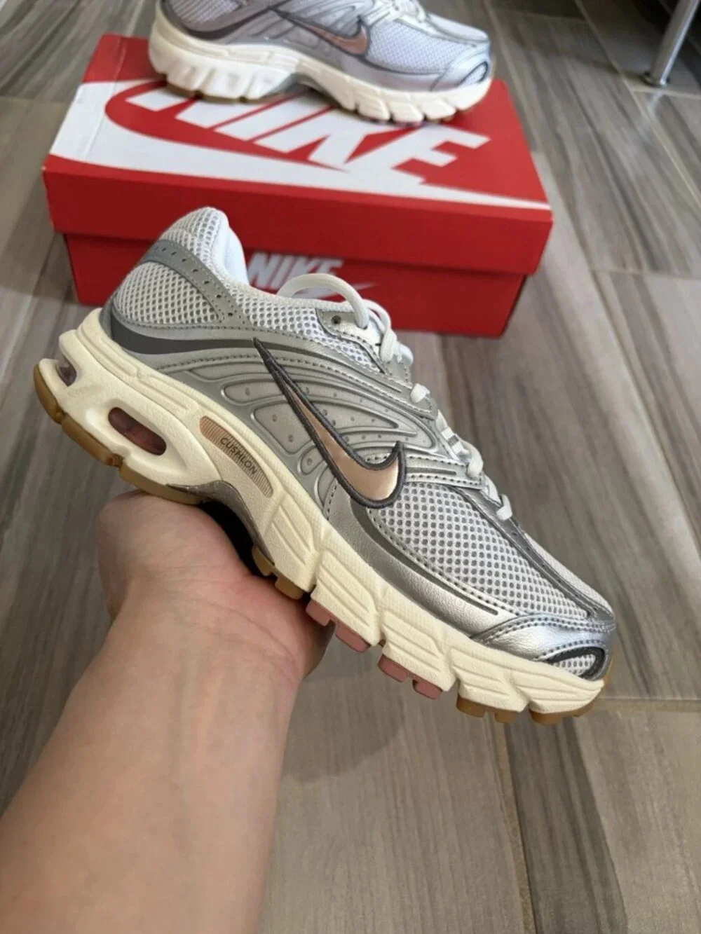 Women's Nike Air Max Moto 2K Shoes - White Metallic Silver Red Bronze IQ0365-100